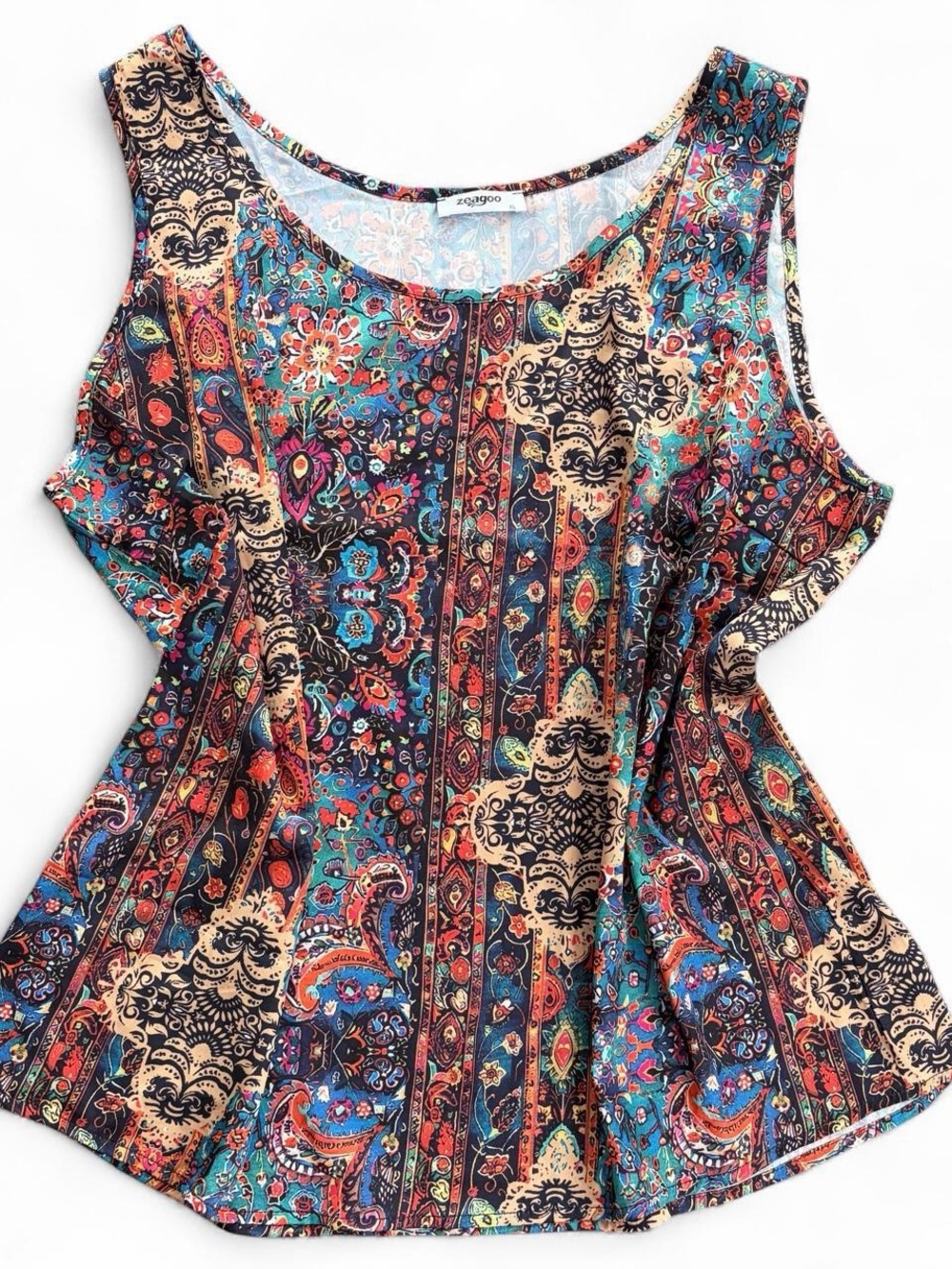 zeagoo Multicolor Paisley & Floral Scoop Neck Tank